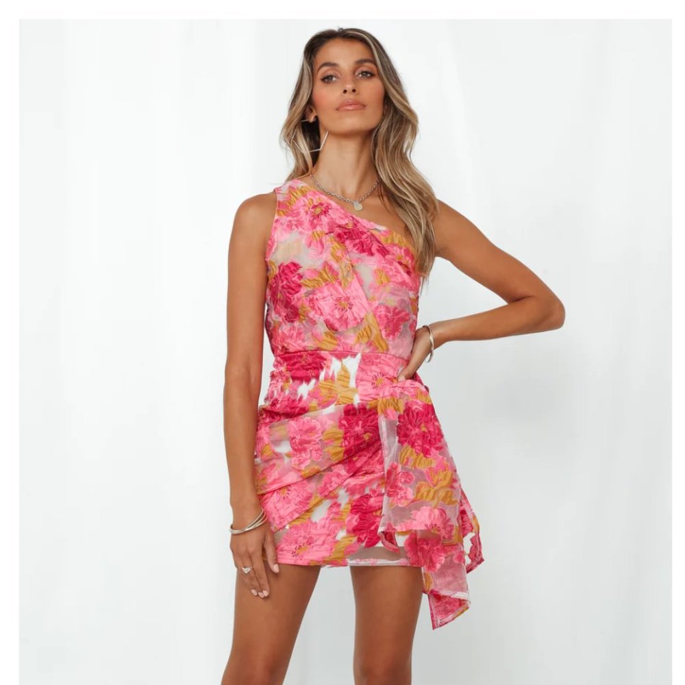 Hello Molly Fuschia Floral Mini Dress (S)